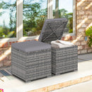 2 Pieces Patio Ottoman with Hidden Storage Space-Mix Grey by LJGDeals
