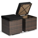 2 Pieces Patio Ottoman with Hidden Storage Space-Black by LJGDeals
