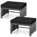 2 Pieces Patio PE Rattan Ottomans with Soft Zippered Cushions for Deck by DirectDeals