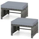2 Pieces Patio PE Rattan Ottomans with Soft Zippered Cushions for Deck by LJGDeals
