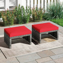 2 Pieces Patio PE Rattan Ottomans with Soft Zippered Cushions for Deck by LJGDeals