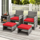 2 Pieces Patio PE Rattan Ottomans with Soft Zippered Cushions for Deck by LJGDeals
