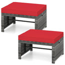 2 Pieces Patio PE Rattan Ottomans with Soft Zippered Cushions for Deck by LJGDeals
