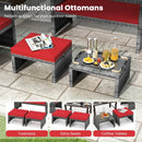 2 Pieces Patio PE Rattan Ottomans with Soft Zippered Cushions for Deck by DirectDeals