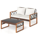 2 Pieces Patio PE Wicker Furniture Set Outside Conversation Set for Porch-White by LJGDeals