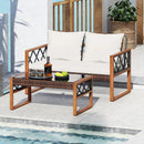 2 Pieces Patio PE Wicker Furniture Set Outside Conversation Set for Porch-White by LJGDeals