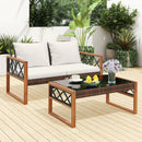 2 Pieces Patio PE Wicker Furniture Set Outside Conversation Set for Porch-White by LJGDeals