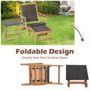 3 Pieces Patio Rattan Folding Lounge Chair Set of 2 with Acacia Wood Table by LJGDeals