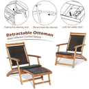 3 Pieces Patio Rattan Folding Lounge Chair Set of 2 with Acacia Wood Table by LJGDeals