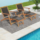 3 Pieces Patio Rattan Folding Lounge Chair Set of 2 with Acacia Wood Table by LJGDeals
