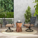 2 Pieces Patio Swivel Chairs with Blossom Pattern Backrest and Cushions-Black by LJGDeals