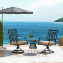 2 Pieces Patio Swivel Chairs with Blossom Pattern Backrest and Cushions-Black by LJGDeals