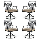 2 Pieces Patio Swivel Chairs with Blossom Pattern Backrest and Cushions-Black by LJGDeals