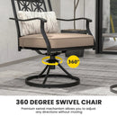 2 Pieces Patio Swivel Chairs with Blossom Pattern Backrest and Cushions-Black by LJGDeals