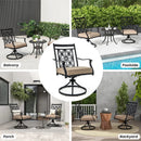 2 Pieces Patio Swivel Chairs with Blossom Pattern Backrest and Cushions-Black by LJGDeals