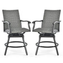 2 Pieces Patio Swivel Bar Chair Set with Quick Dry 4D Air Fiber Cushion by LJGDeals