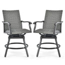 2 Pieces Patio Swivel Bar Chair Set with Quick Dry 4D Air Fiber Cushion