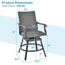 2 Pieces Patio Swivel Bar Chair Set with Quick Dry 4D Air Fiber Cushion by LJGDeals
