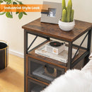 Set of 2 Modern Nightstand with 2 Flip Drawers and Open Shelf-Rustic Brown by LJGDeals