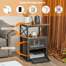 Set of 2 Modern Nightstand with 2 Flip Drawers and Open Shelf-Rustic Brown by LJGDeals