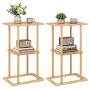 2 Pieces Side Table with Storage Shelves and Bamboo Construction-Natural by LJGDeals