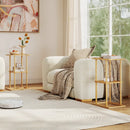 2 Pieces Side Table with Storage Shelves and Bamboo Construction-Natural by LJGDeals