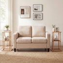 2 Pieces Side Table with Storage Shelves and Bamboo Construction-Natural