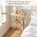 2 Pieces Side Table with Storage Shelves and Bamboo Construction-Natural by LJGDeals