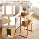 2 Pieces Side Table with Storage Shelves and Bamboo Construction-Natural by LJGDeals