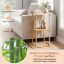 2 Pieces Side Table with Storage Shelves and Bamboo Construction-Natural by LJGDeals