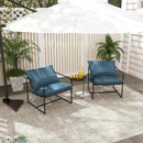 2 Pieces Sling Accent Chair Leisure Chair with Weatherproof Seat Fabric Indoor Outdoor-Navy by LJGDeals