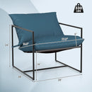 2 Pieces Sling Accent Chair Leisure Chair with Weatherproof Seat Fabric Indoor Outdoor-Navy by LJGDeals