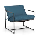 2 Pieces Sling Accent Chair Leisure Chair with Weatherproof Seat Fabric Indoor Outdoor-Navy by LJGDeals