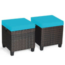 2 Pieces Patio Rattan Ottoman Set with Removable Cushions by LJGDeals