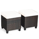 2 Pieces Patio Rattan Ottoman Set with Removable Cushions by LJGDeals