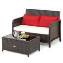 2 Pieces Wicker Loveseat Set with Coffee Table by LJGDeals