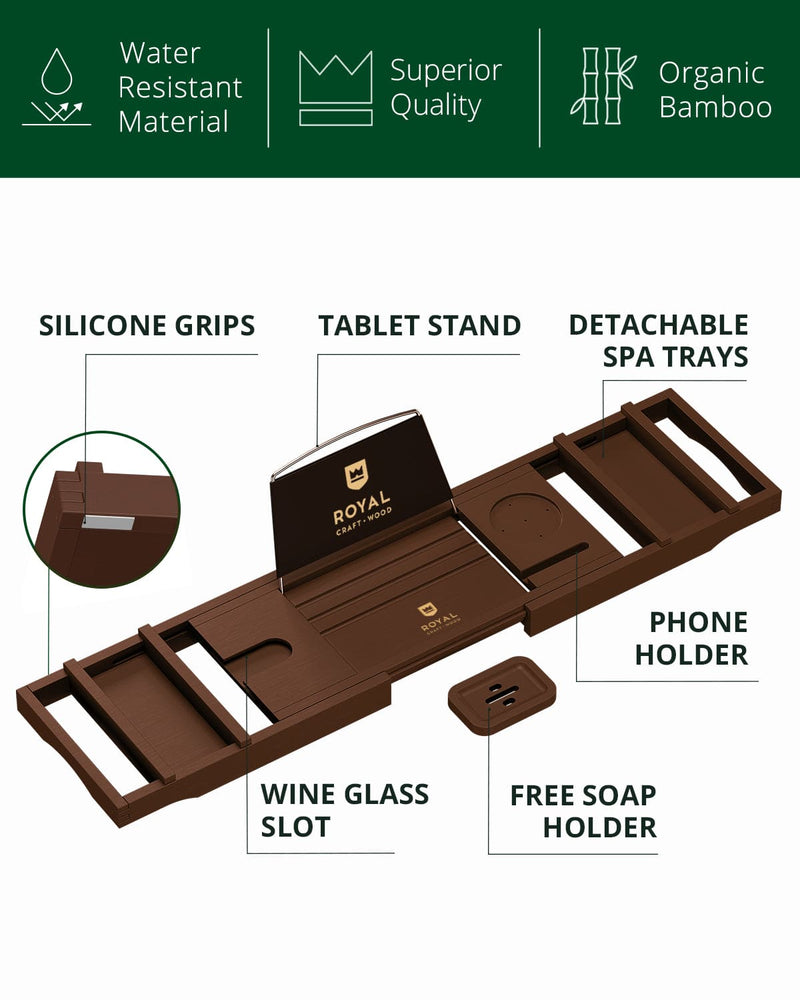Bathtub Caddy Tray, Brown, dimensions drawing