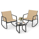 2 Rocking Bistro Chairs and Glass-Top Table for Porch Yard Balcony-Black by LJGDeals