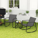 3-Piece Rocking Bistro Set with Glass Table for Patio
