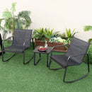 2 Rocking Bistro Chairs and Glass-Top Table for Porch Yard Balcony-Black by LJGDeals