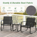 2 Rocking Bistro Chairs and Glass-Top Table for Porch Yard Balcony-Black by LJGDeals