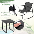 2 Rocking Bistro Chairs and Glass-Top Table for Porch Yard Balcony-Black by LJGDeals