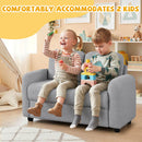 2-Seat Kids Sofa Toddler Sofa Couch with Soft Teddy Fleece Upholstery and Solid Wooden Frame