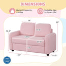 2-Seat Kids Sofa Toddler Sofa Couch with Soft Teddy Fleece Upholstery and Solid Wooden Frame