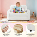 2-Seat Kids Sofa Toddler Sofa Couch with Soft Teddy Fleece Upholstery and Solid Wooden Frame by LJGDeals