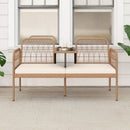 2-Seat PE Rattan Outdoor Loveseat with Built-in Coffee Table and Soft Cushions-White by LJGDeals