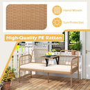 2-Seat PE Rattan Outdoor Loveseat with Built-in Coffee Table and Soft Cushions-White by LJGDeals
