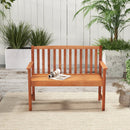2-Seat Patio Wood Bench with Cozy Armrests and Backrest by LJGDeals