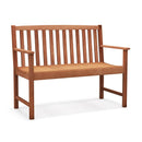 2-Seat Patio Wood Bench with Cozy Armrests and Backrest by LJGDeals