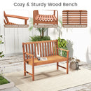 2-Seat Patio Wood Bench with Cozy Armrests and Backrest by LJGDeals